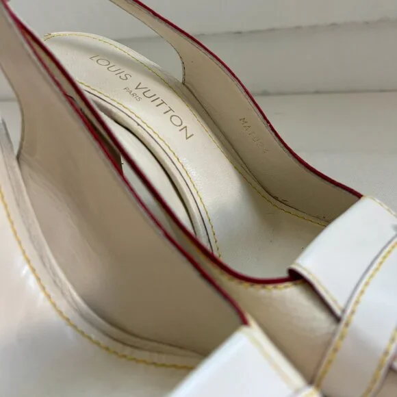 Louis Vuitton White Leather Heels - Vintage